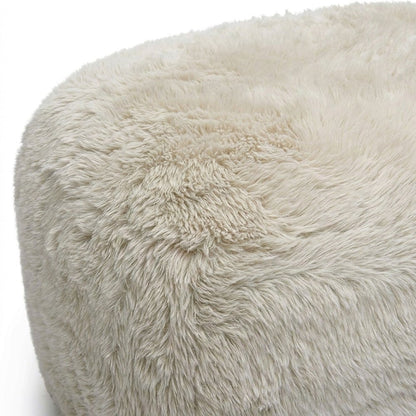 Britt Faux Shearling Ottoman with Fiber-Wrapped Foam Padded Seat, Natural
