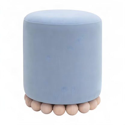 Recycled Fabric Upholstered Ottoman, Small Foot Rest for Dorm, Faded Blue