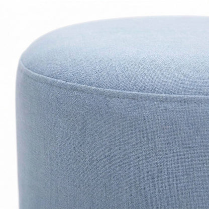 Recycled Fabric Upholstered Ottoman, Small Foot Rest for Dorm, Faded Blue