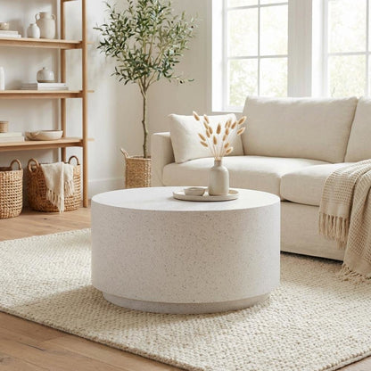 Gray Concrete Coffee Table with Light Speckled Surface and Durable Build