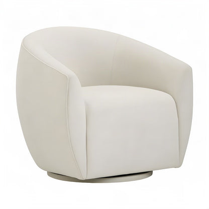 Jordan Velvet Swivel Accent Chair with Fiber-Wrapped Foam Cushion Seat, Cream