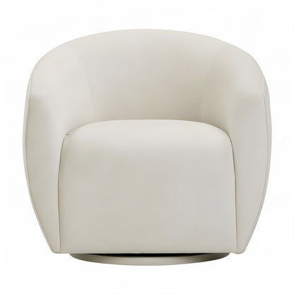 Jordan Velvet Swivel Accent Chair with Fiber-Wrapped Foam Cushion Seat, Cream