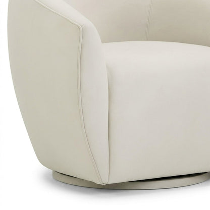 Jordan Velvet Swivel Accent Chair with Fiber-Wrapped Foam Cushion Seat, Cream