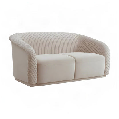 Yara Pine-Framed Pleated Velvet Loveseat Sofa, Small Love Seat Couch