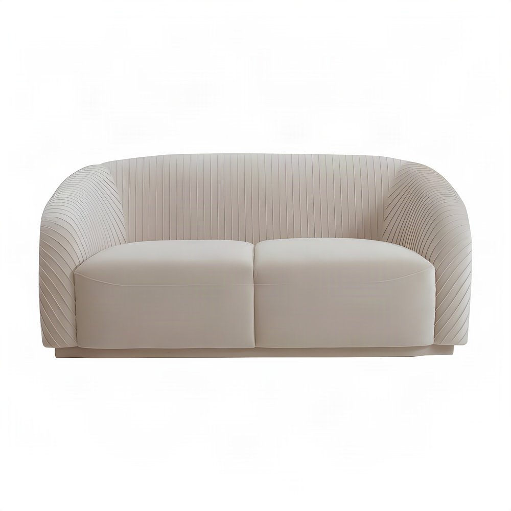 Yara Pine-Framed Pleated Velvet Loveseat Sofa, Small Love Seat Couch