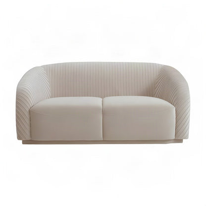 Yara Pine-Framed Pleated Velvet Loveseat Sofa, Small Love Seat Couch