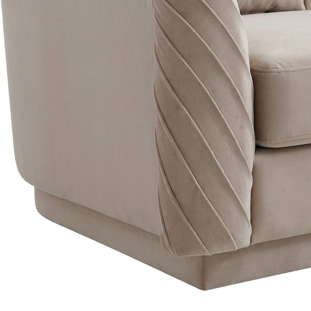 Yara Pine-Framed Pleated Velvet Loveseat Sofa, Small Love Seat Couch