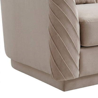 Yara Pine-Framed Pleated Velvet Loveseat Sofa, Small Love Seat Couch