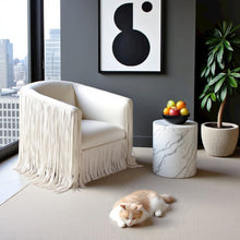 Beige Leather Swivel Accent Chair With Wood Frame And Sculpted Contours