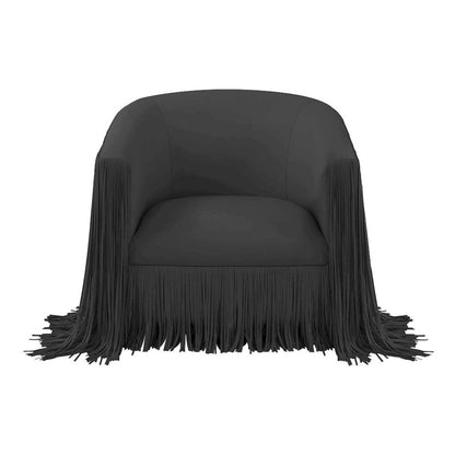 Black Leather Swivel Accent Chair With Wood Frame And Sculpted Contours
