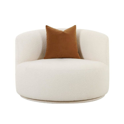 Cream Boucle Swivel Accent Chair With Armless Design For Living Spaces