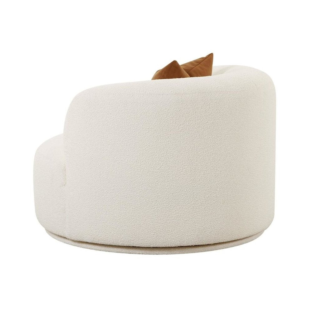 Cream Boucle Swivel Accent Chair With Armless Design For Living Spaces