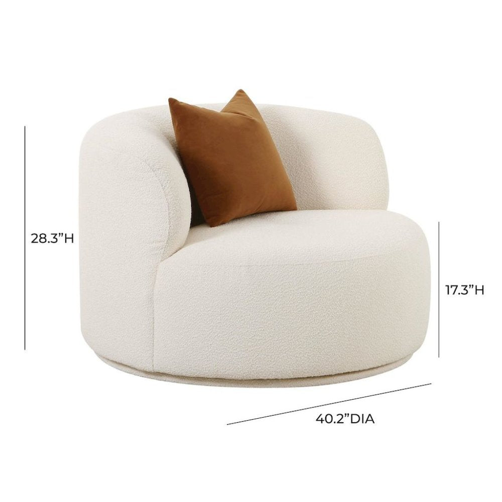 Cream Boucle Swivel Accent Chair With Armless Design For Living Spaces
