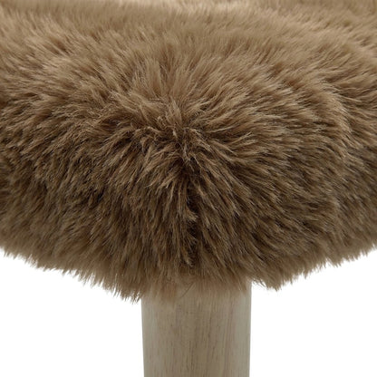 Faux Shearling Accent Chair with Rubberwood Legs for Living Room, Taupe