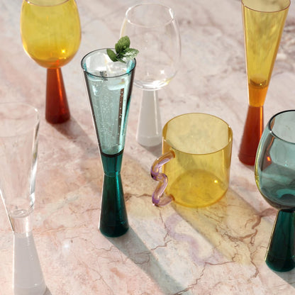 Flute Amber Champagne Glasses - Set of 4