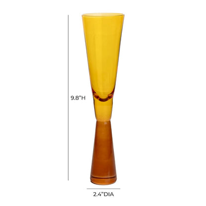 Flute Amber Champagne Glasses - Set of 4