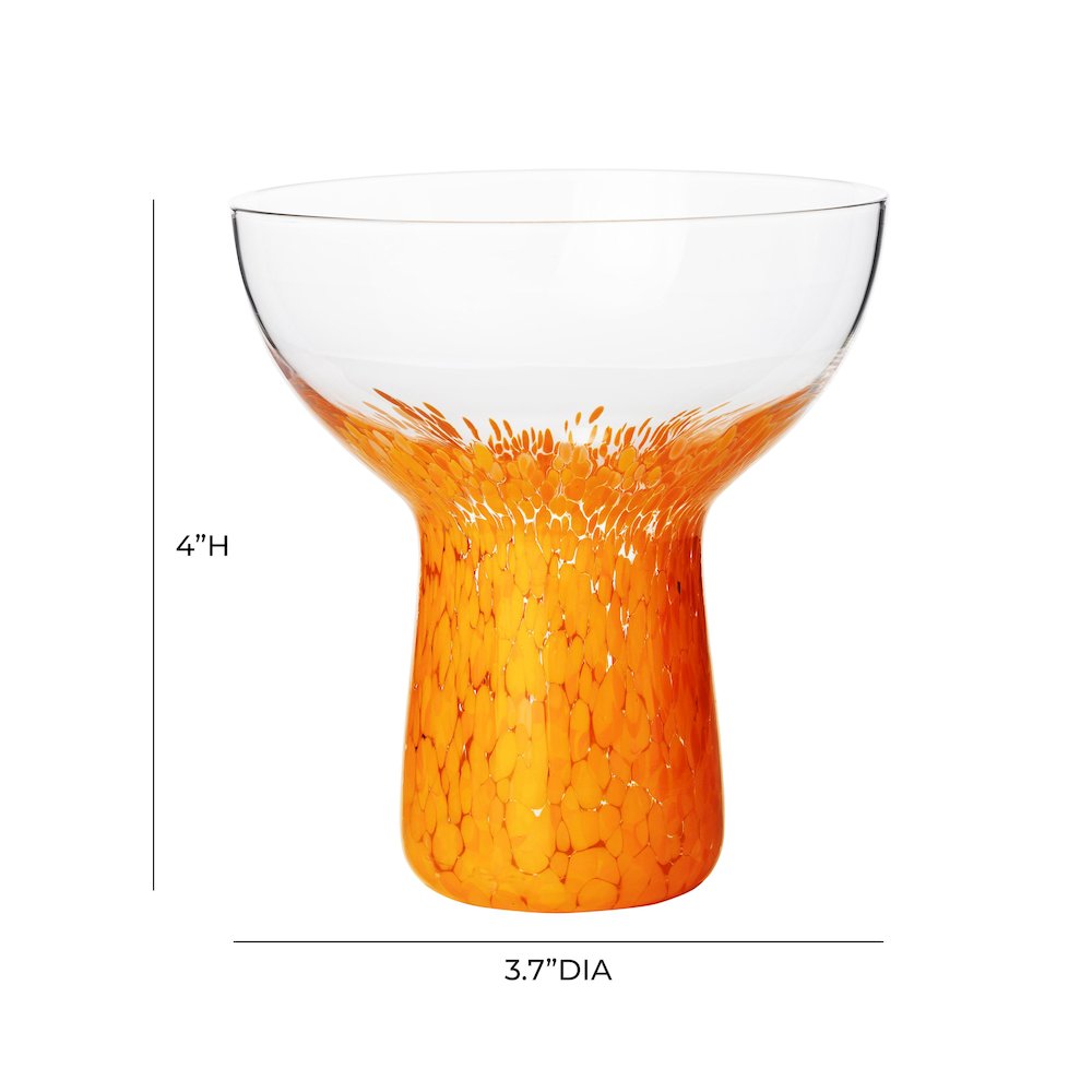 Dottie Clear Orange Dots Handblown Cocktail Glass - Set of 4