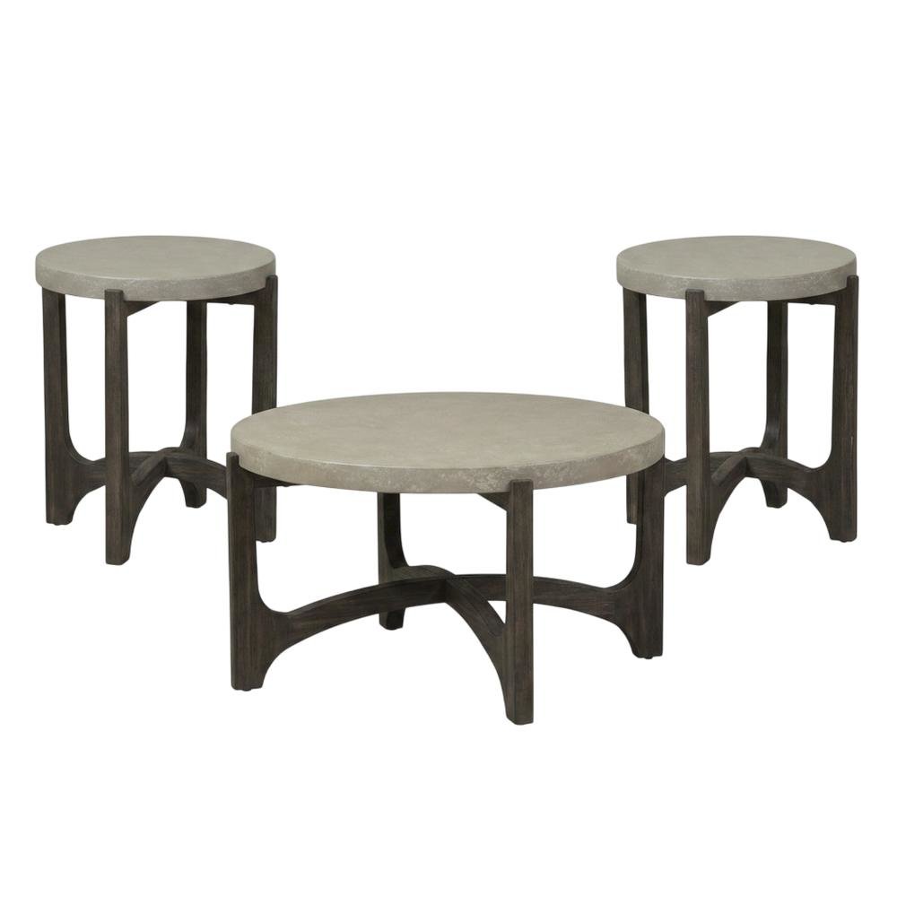 Living Room Set, Coffee Table Set of 3 with End Tables, Brown Wood