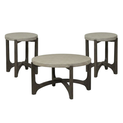 Living Room Set, Coffee Table Set of 3 with End Tables, Brown Wood