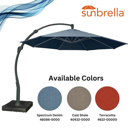 11.5 Ft Cantilever Sunbrella Terracotta 360 Umbrella w/Movable Base