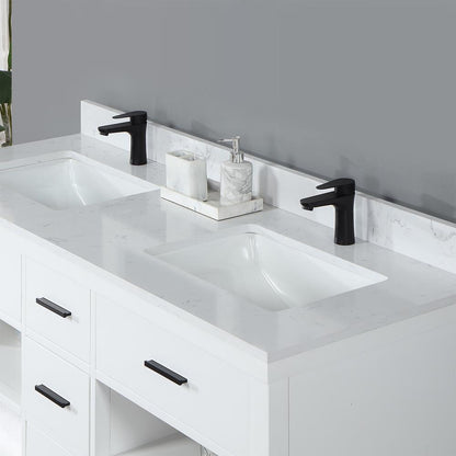 60" Double Bathroom Vanity Set in White without Mirror