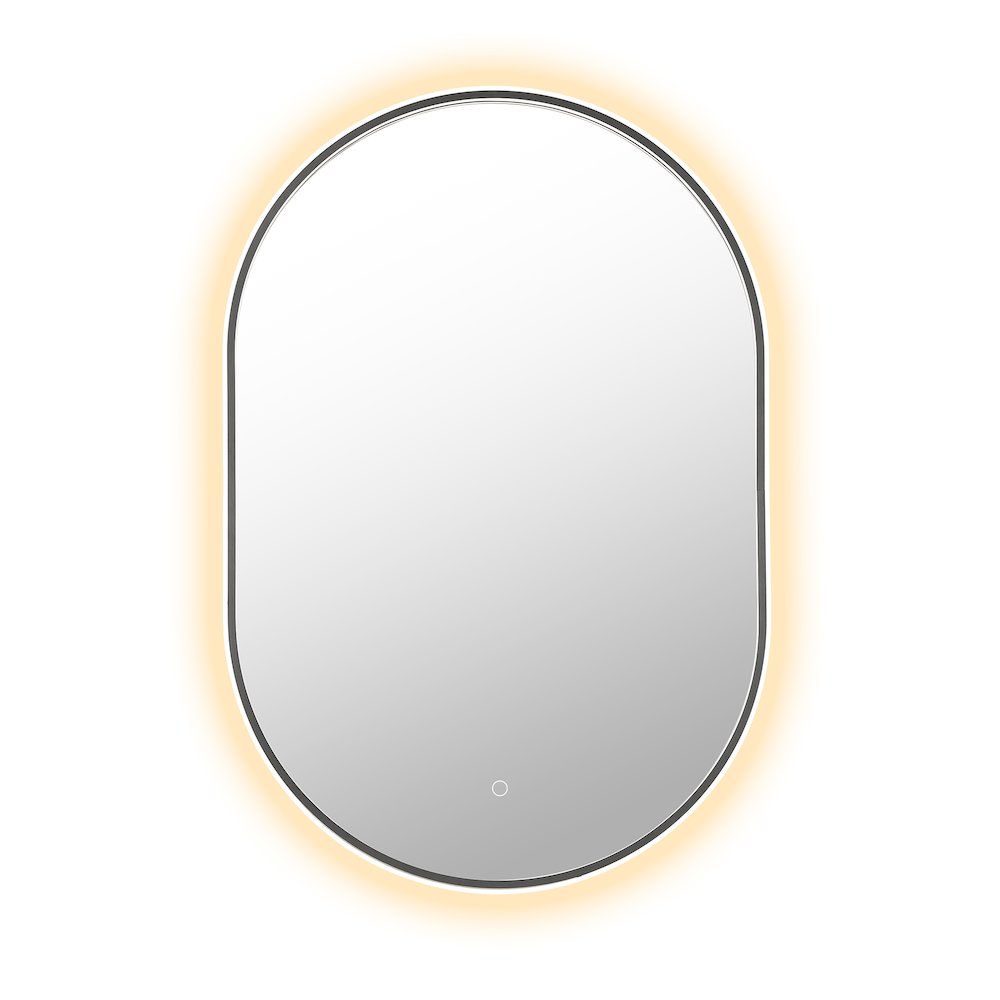 Oval 24x36" Framed in Gunmetal Modern Bathroom/Vanity LED Lighted Wall Mirror