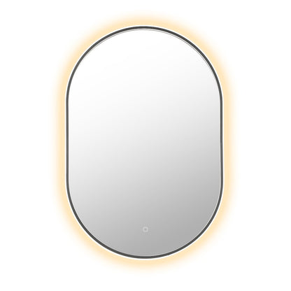 Oval 24x36" Framed in Gunmetal Modern Bathroom/Vanity LED Lighted Wall Mirror