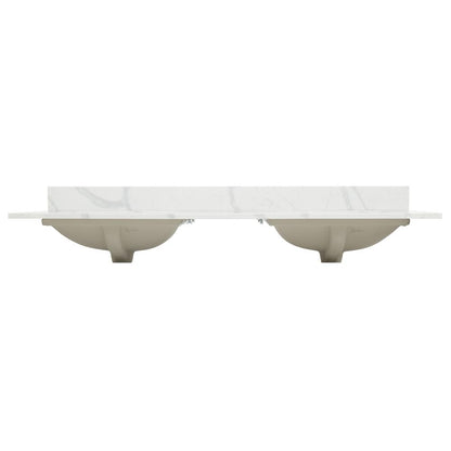Arbios 60. in Quartz Stone Vanity Top in Calacatta White with White Sink