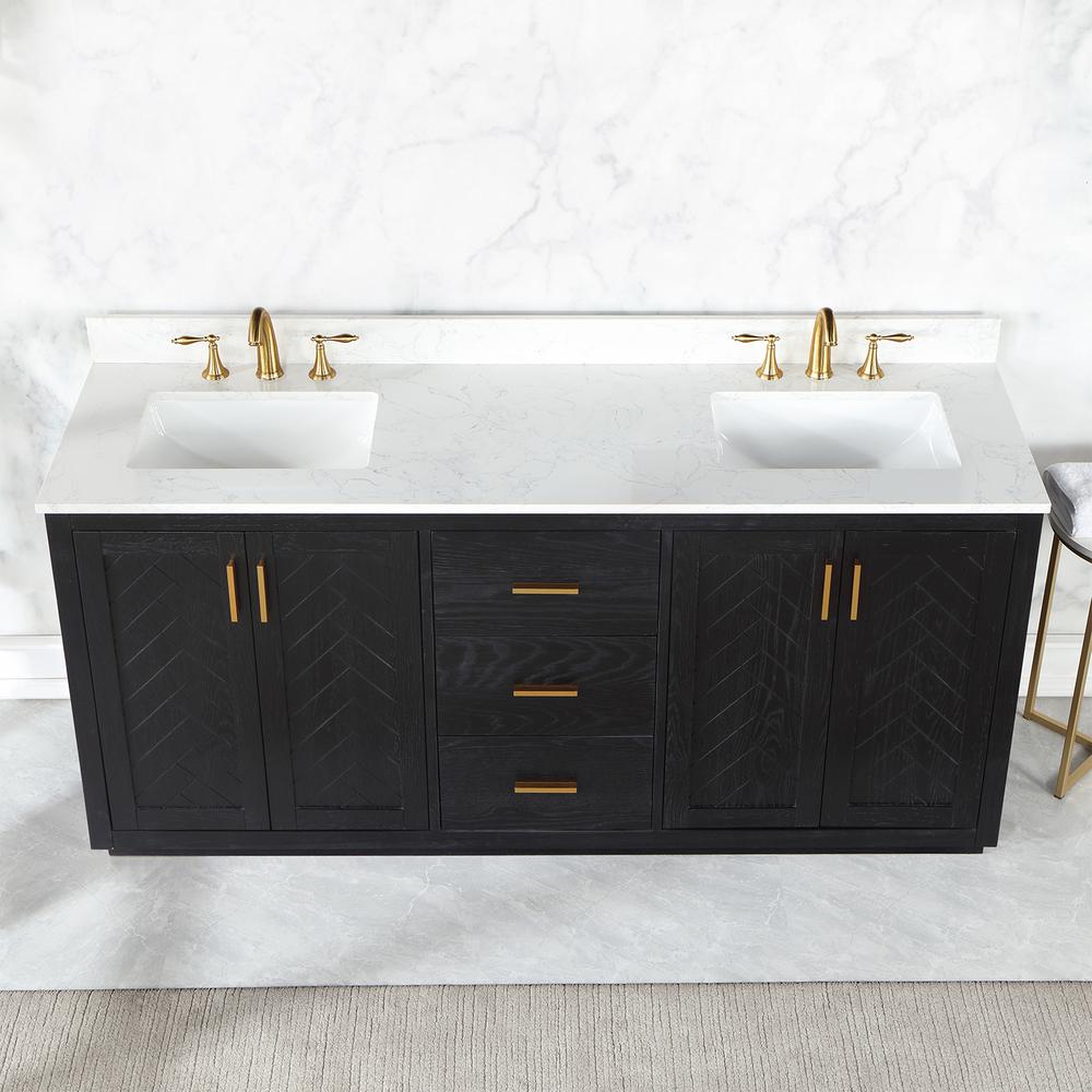 72" Double Bathroom Vanity Set in Black Oak without Mirror