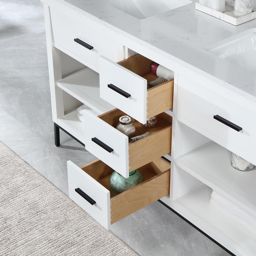 60" Double Bathroom Vanity Set in White without Mirror