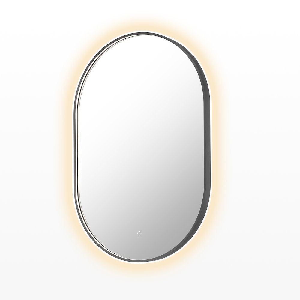 Oval 24x36" Framed in Gunmetal Modern Bathroom/Vanity LED Lighted Wall Mirror