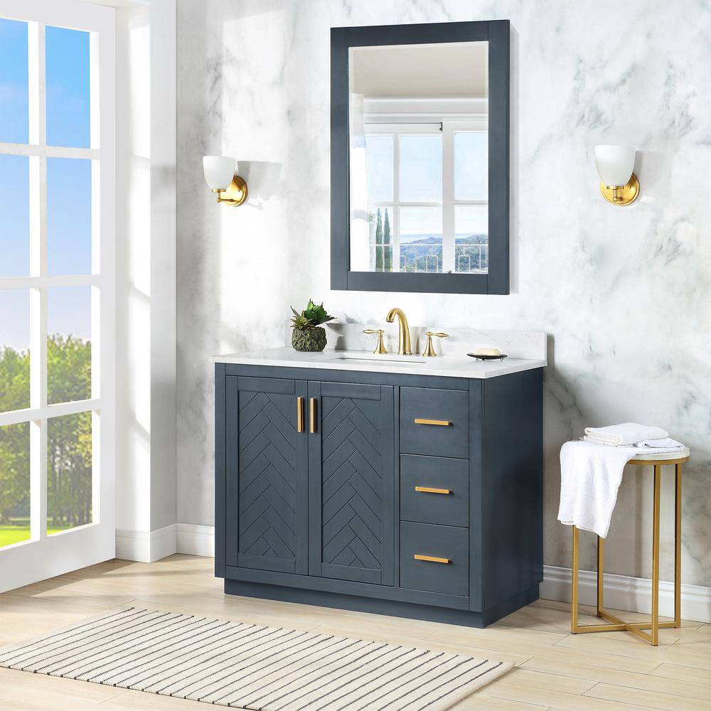 42" Single Bathroom Vanity Set in Classic Blue with Mirror