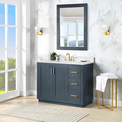 42" Single Bathroom Vanity Set in Classic Blue with Mirror