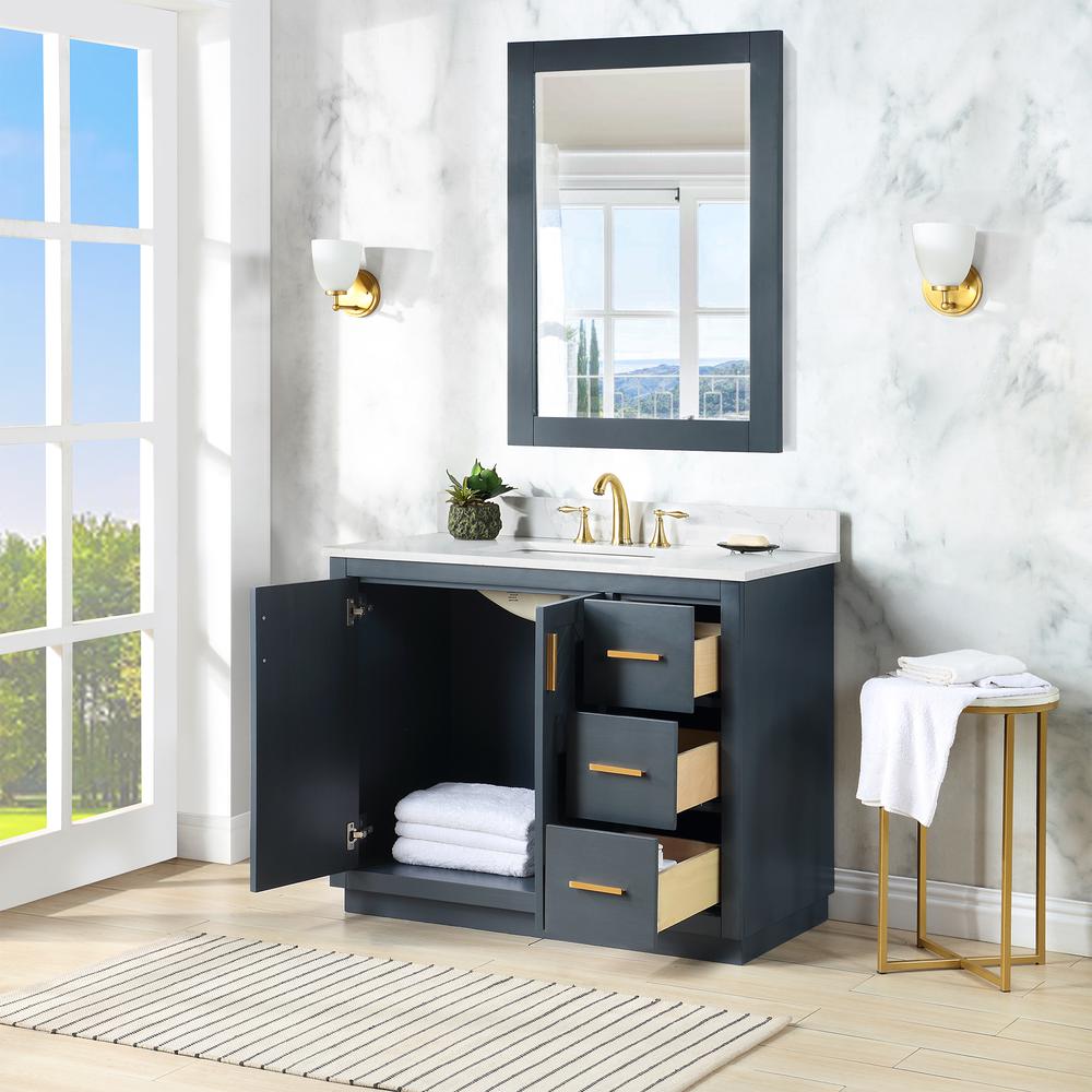 42" Single Bathroom Vanity Set in Classic Blue with Mirror