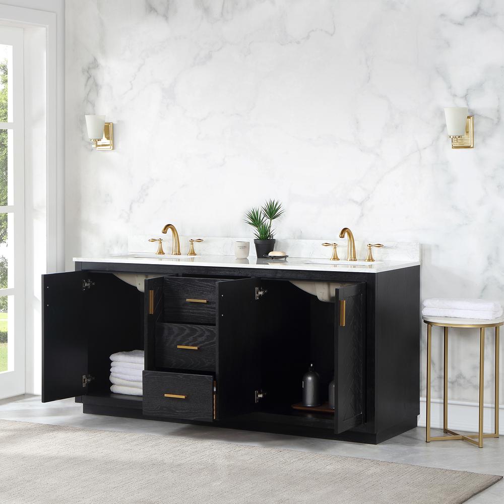 72" Double Bathroom Vanity Set in Black Oak without Mirror