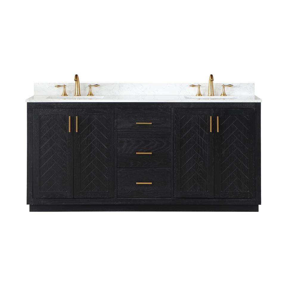 72" Double Bathroom Vanity Set in Black Oak without Mirror