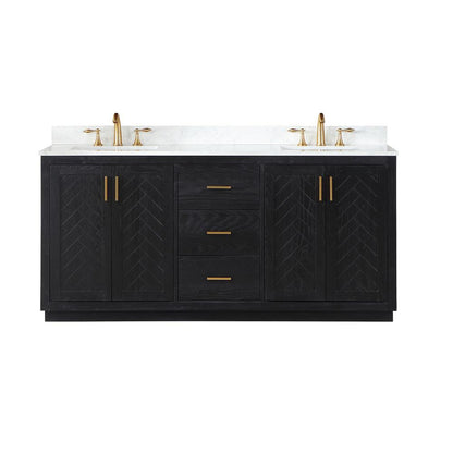 72" Double Bathroom Vanity Set in Black Oak without Mirror