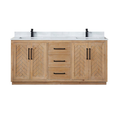 72" Double Bathroom Vanity with Grain White Countertop without Mirror