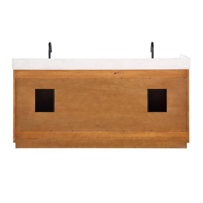 72" Double Bathroom Vanity in Light Brown without Mirror