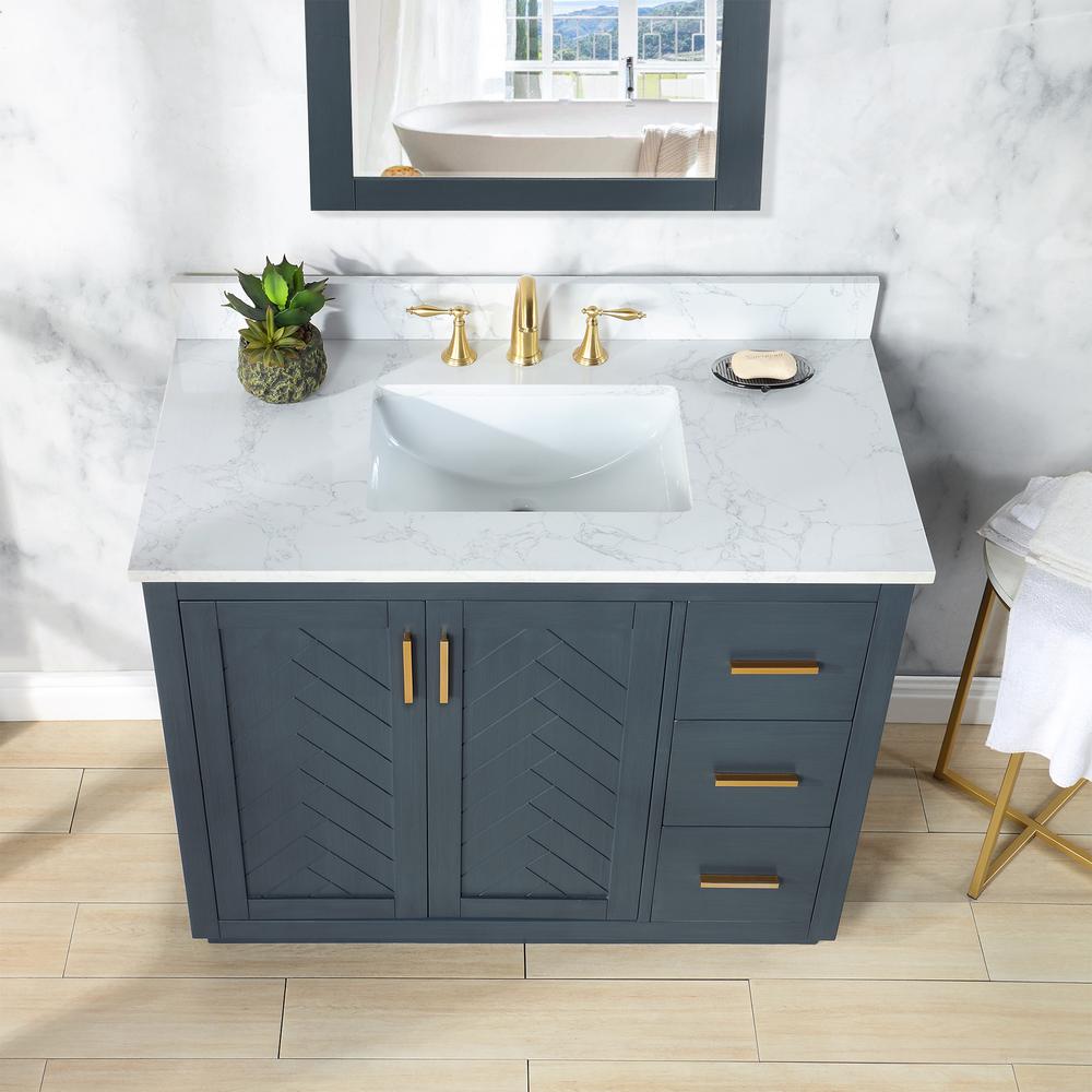 42" Single Bathroom Vanity Set in Classic Blue with Mirror
