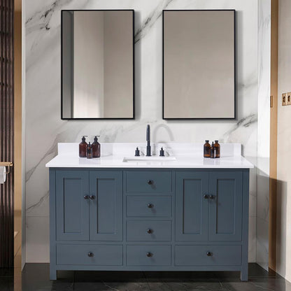 61. in Composite Stone Vanity Top in Snow White with Single White Sink
