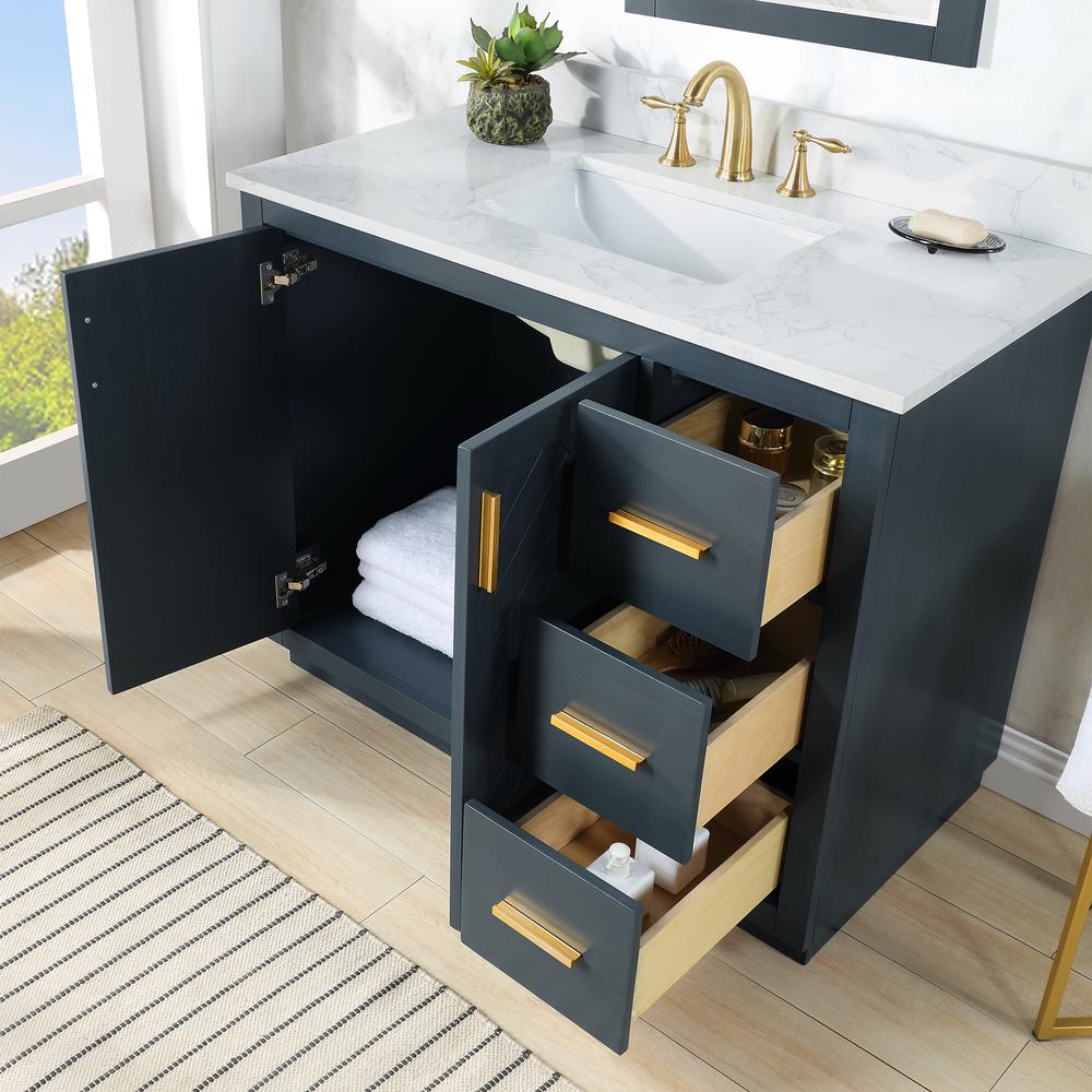 42" Single Bathroom Vanity Set in Classic Blue with Mirror