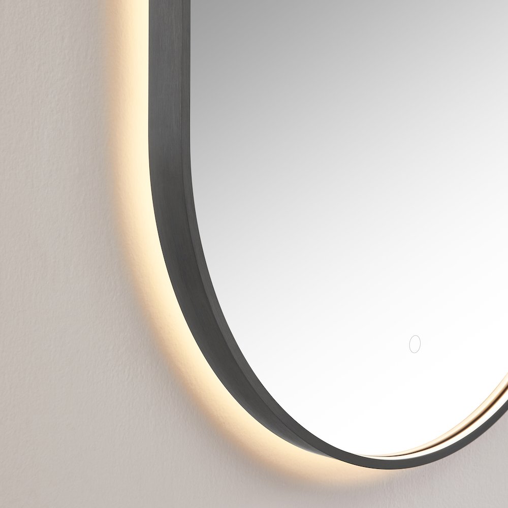 Oval 24x36" Framed in Gunmetal Modern Bathroom/Vanity LED Lighted Wall Mirror