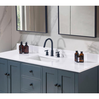 61. in Composite Stone Vanity Top in Snow White with Single White Sink