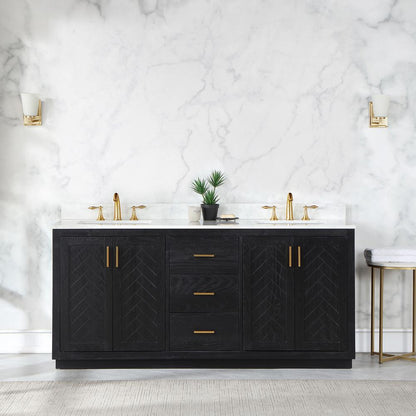 72" Double Bathroom Vanity Set in Black Oak without Mirror