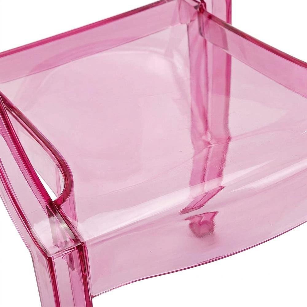 Acrylic Stackable Dining Armchair, Contoured Back, Pink