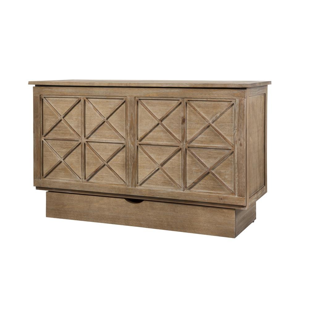 Queen Wood Cabinet Bed Light Ash Finish - Space-Saving Wall Mount Sleep Solution