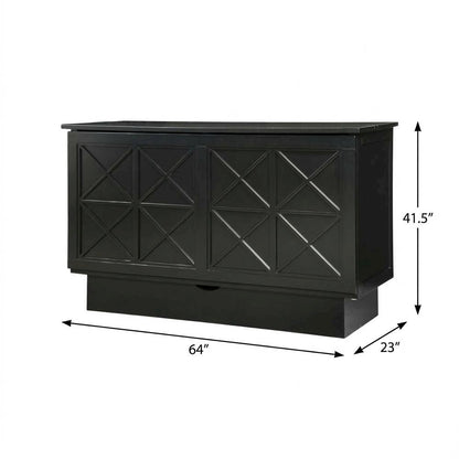 Black Queen Cabinet Bed Wood Frame Murphy Style with 500 lbs Capacity