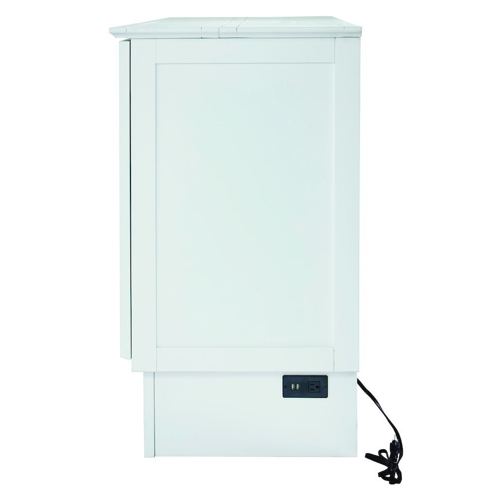 White Queen Cabinet Bed with Wicker Detail and Integrated USB Port Wood