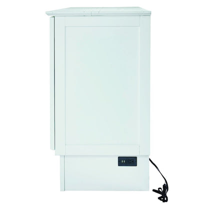 White Queen Cabinet Bed with Wicker Detail and Integrated USB Port Wood